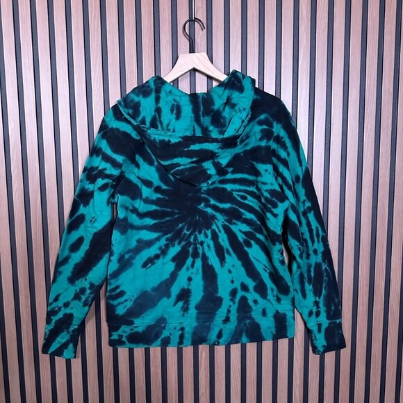 New Sandrine Rose Hoodie Small Womens Green Tie Dye Pullover Fleece Sweatshirt - Picture 2 of 8